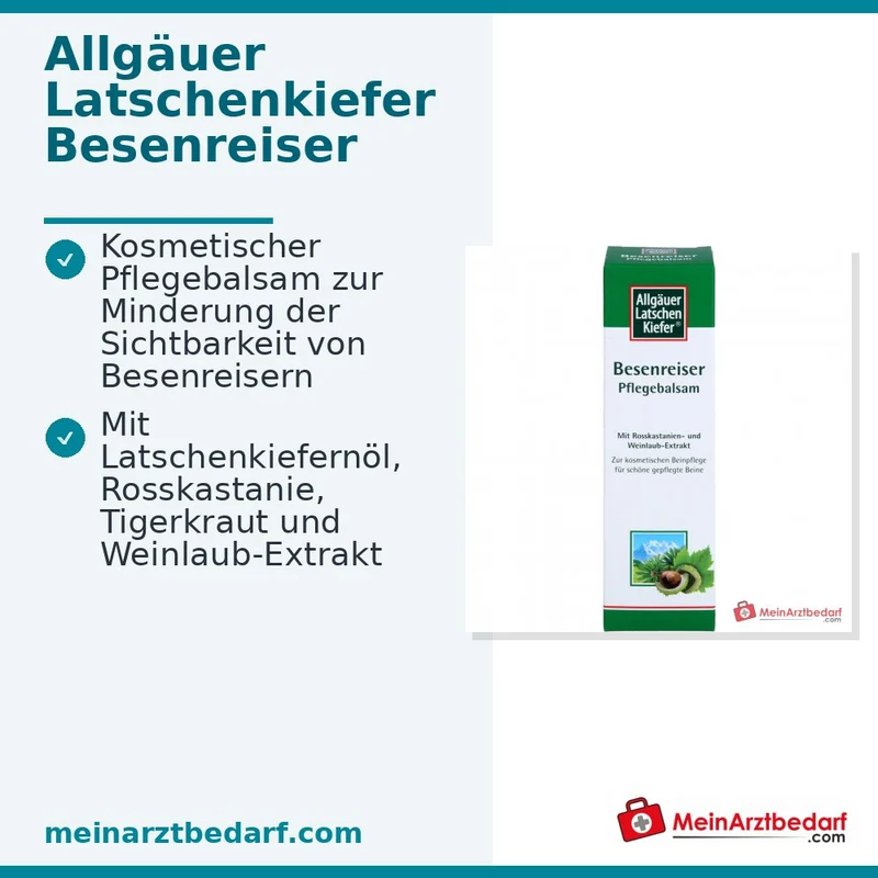 Allgäuer Latschenkiefer Besenreiser Pflegebalsam Latschenkiefernöl / Rosskastanie / Tigerkraut / Weinlaub / Menthol / Panthenol Balsam, 75 ml