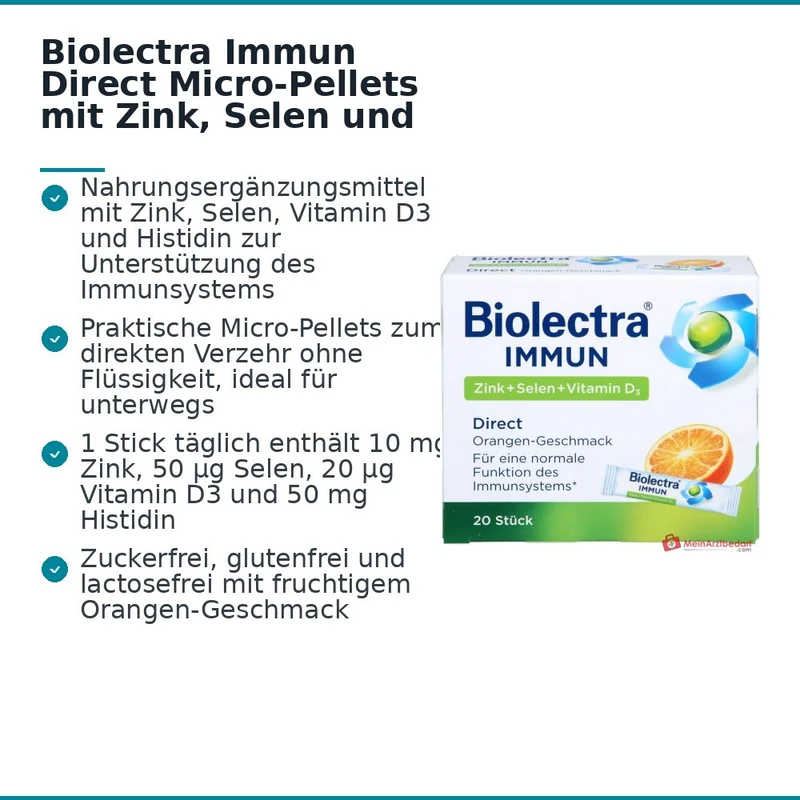 Hermes Arzneimittel Biolectra Immun Direct Zink / Selen / Vitamin D3 / Histidin Micro-Pellets, 20 Sticks