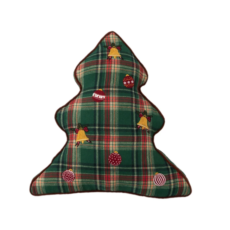 Traditionelles Tartan-Dekokissen mit flauschigem Kunstfellrand