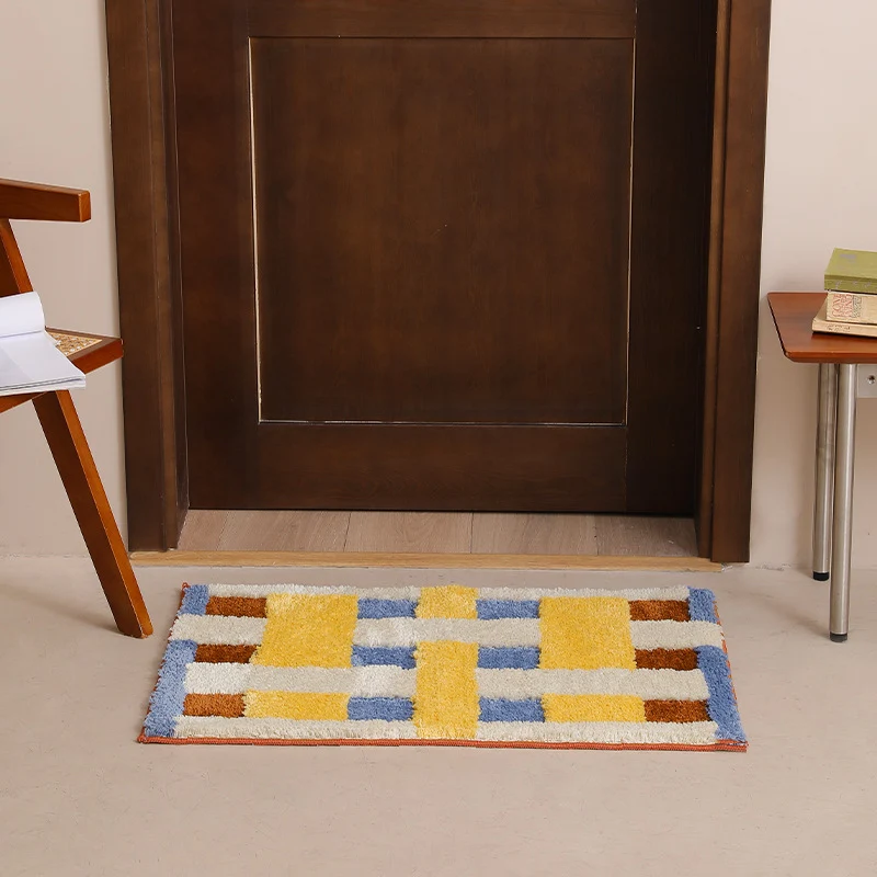 rutschfeste Mikrofaser-Eingangsmatte mit hohem Flor und geometrischem Muster