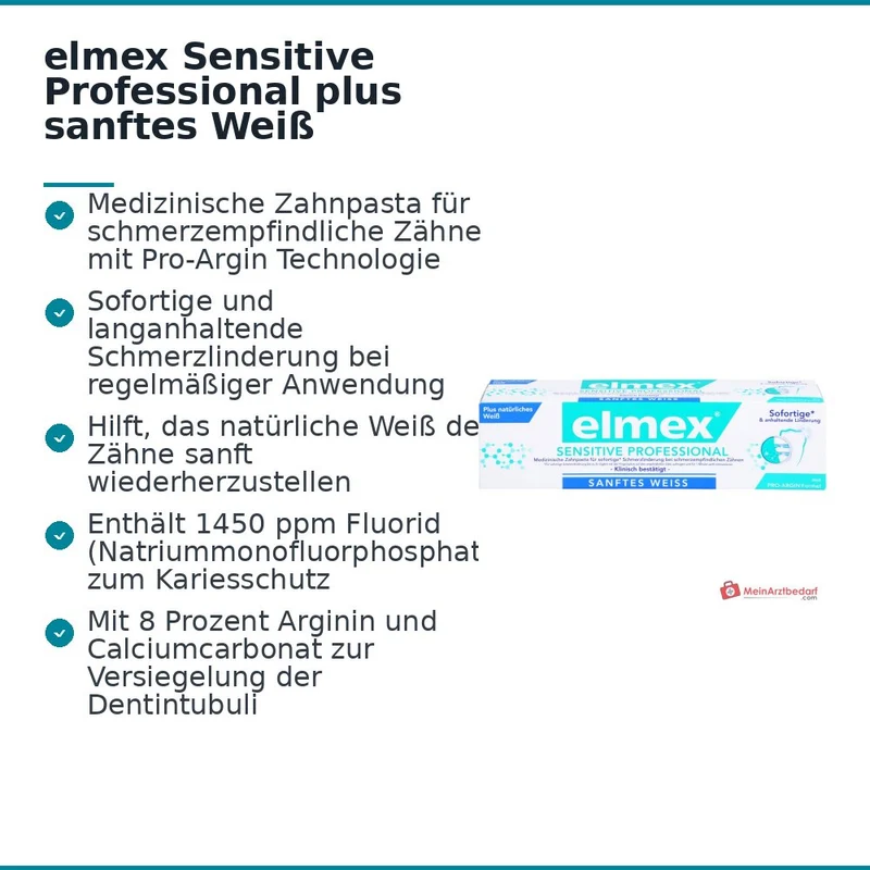 elmex Sensitive Professional plus sanftes Weiß Arginin / Natriummonofluorphosphat Zahnpasta, 75 ml