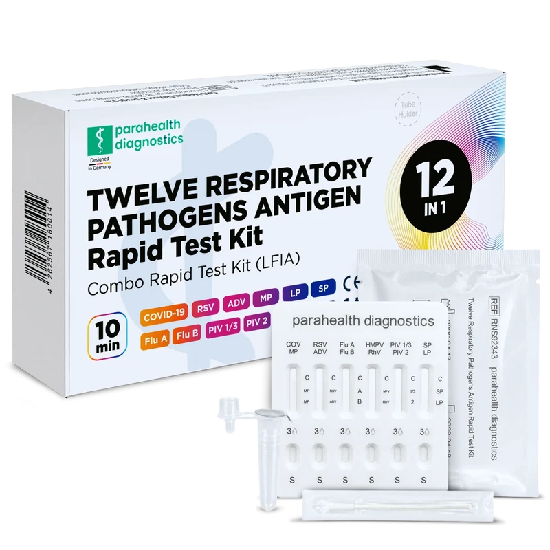 12in1 Schnelltest-Set zum Nachweis von Antigenen (COVID-19, Influenza A/B, Streptokokken, Legionellen und weitere) | Packung (1 Test)