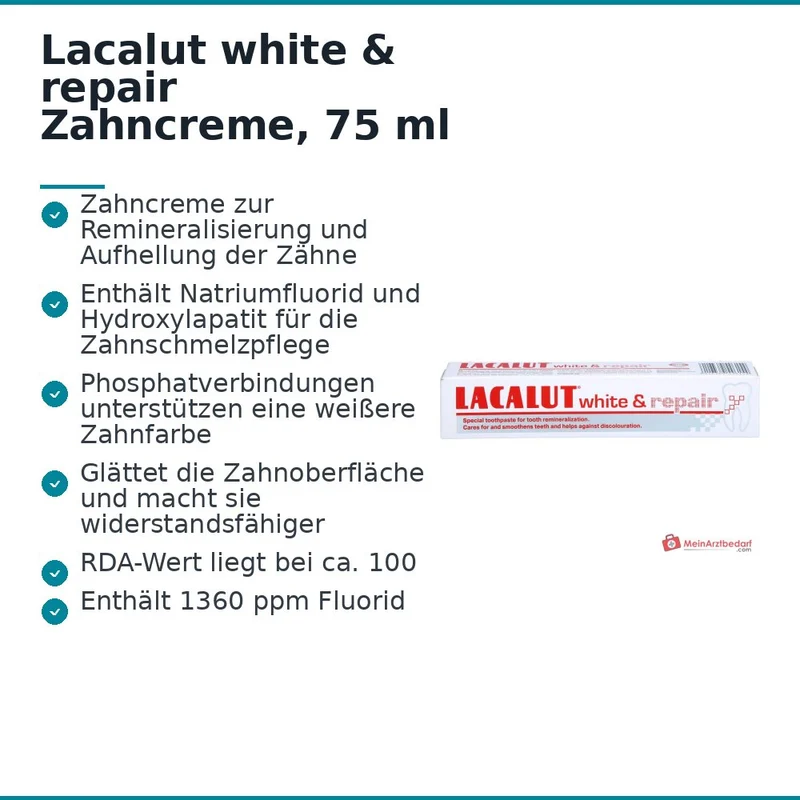 Lacalut white & repair Natriumfluorid / Hydroxylapatit Zahncreme, 75 ml