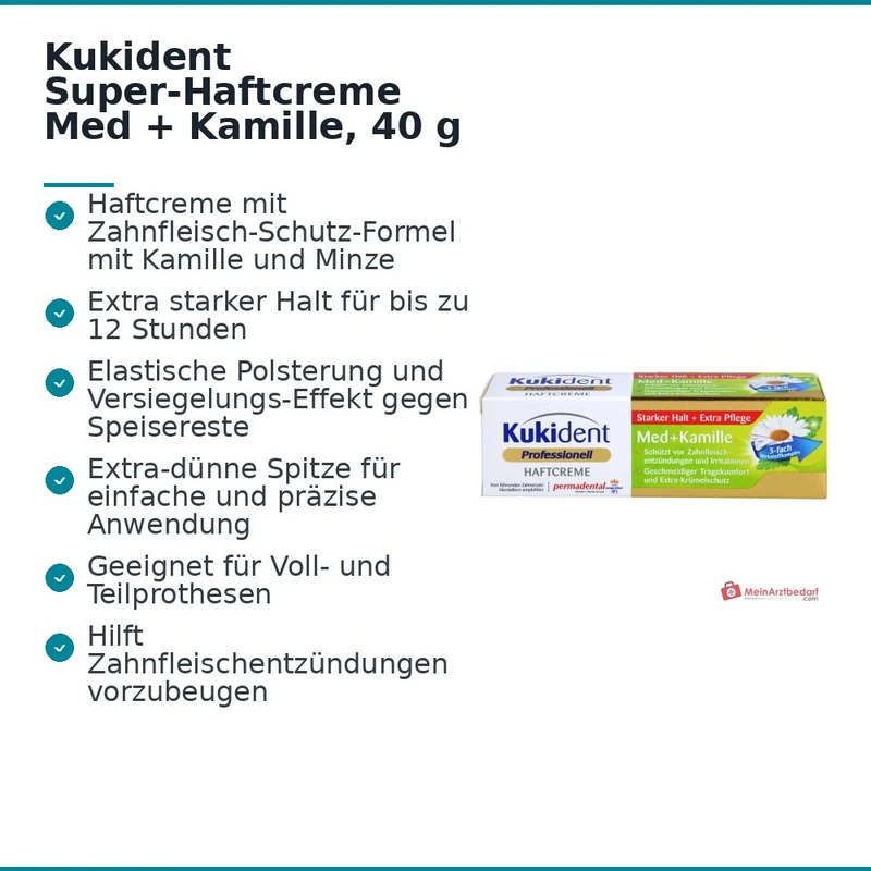 Kukident Super-Haftcreme Med Kamille / Minze Creme, 40 g