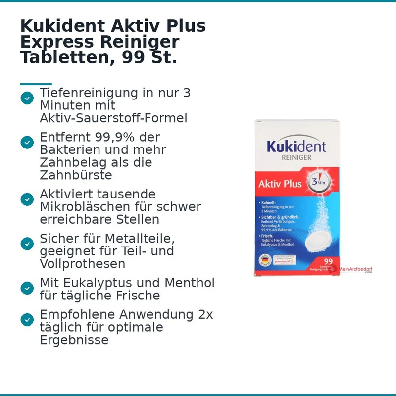 Kukident Aktiv Plus Express Reiniger Tabletten, 99 St.