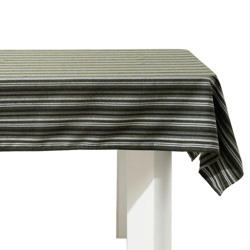 Tischdecke aus Baumwoll-Leinen mit filigranem Streifenwebmuster