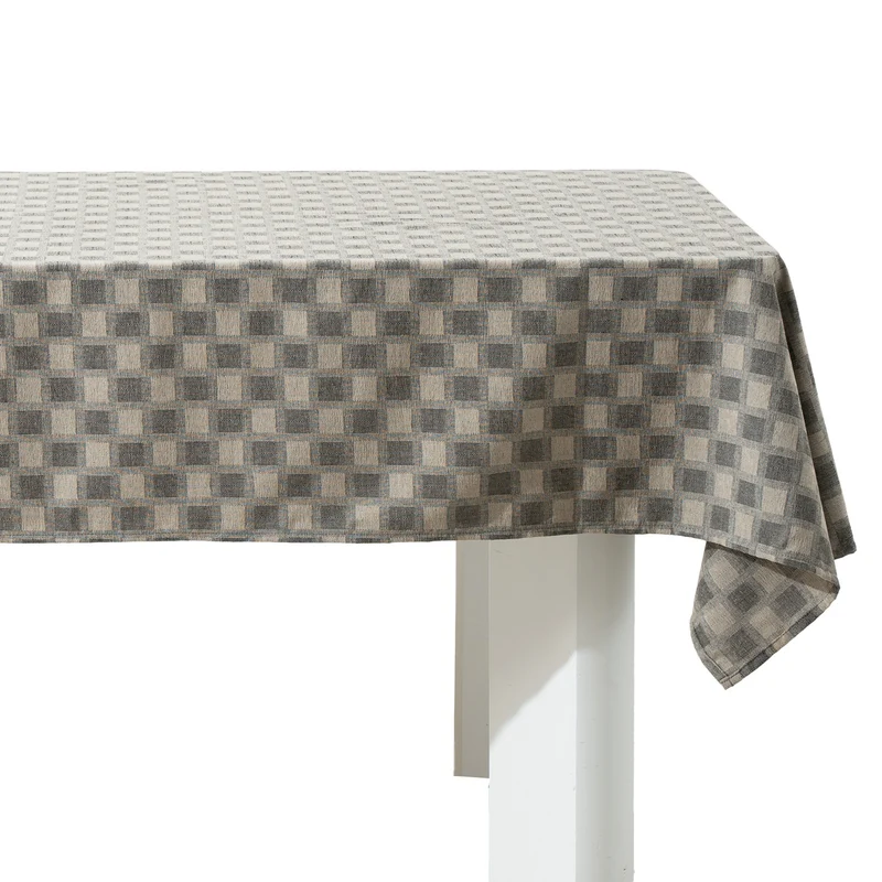 Tischdecke aus Baumwoll-Leinen mit filigranem Streifenwebmuster