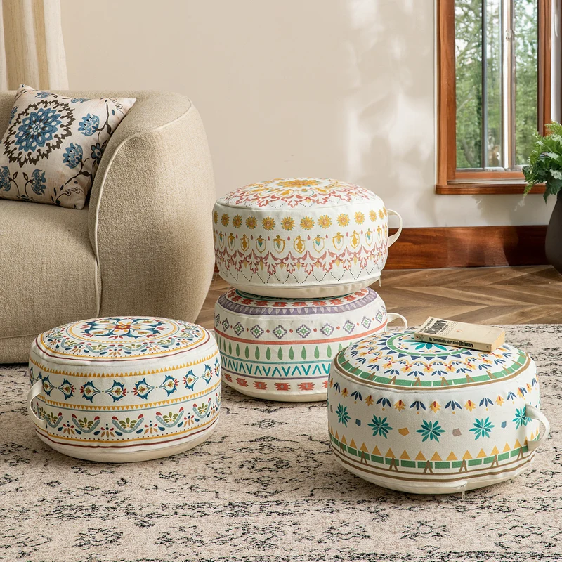 Sitzpouf Bodenkissen mit Mandala-Motiv und Tragegriff