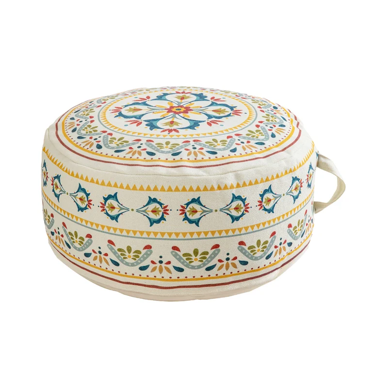 Sitzpouf Bodenkissen mit Mandala-Motiv und Tragegriff