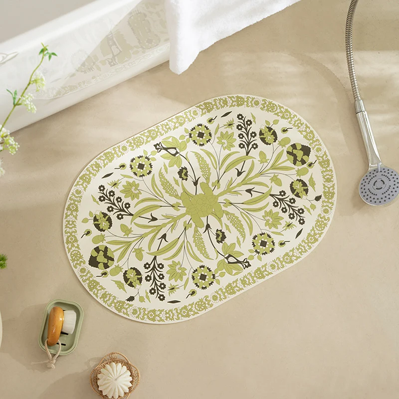 Ovales Tischset aus abwischbarem Baumwoll‑Leinen‑Mix mit detailreichem Blumenprint