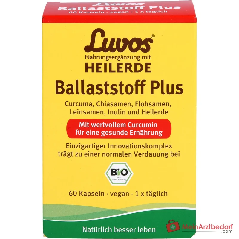 Luvos Heilerde Bio Ballaststoff Plus Flohsamenschalenpulver / Inulin / Curcuma Longa / Chiasamen / Leinsamenmehl Kapseln, 60 St.