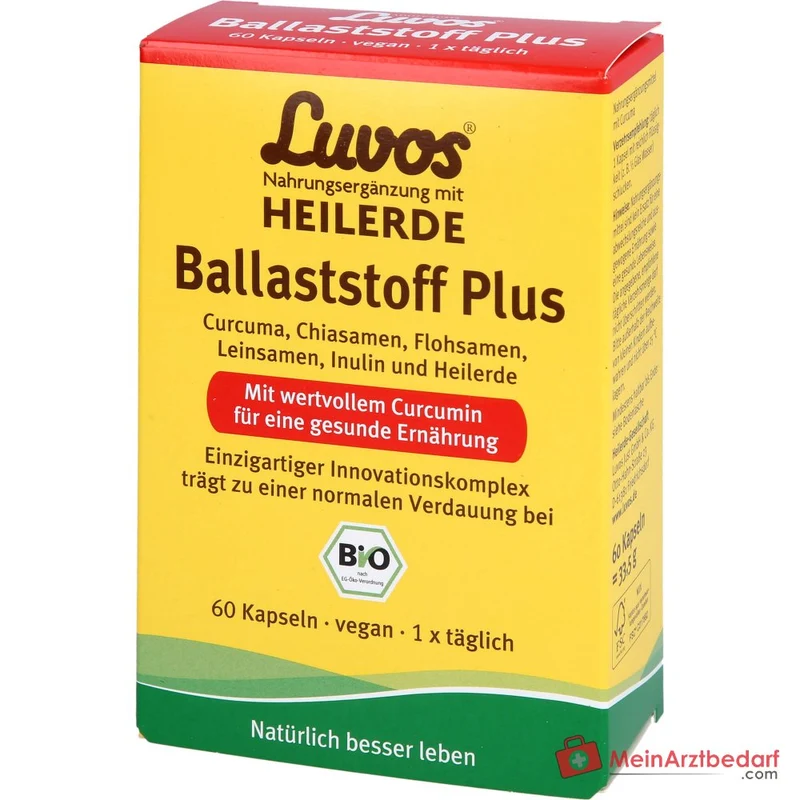 Luvos Heilerde Bio Ballaststoff Plus Flohsamenschalenpulver / Inulin / Curcuma Longa / Chiasamen / Leinsamenmehl Kapseln, 60 St.