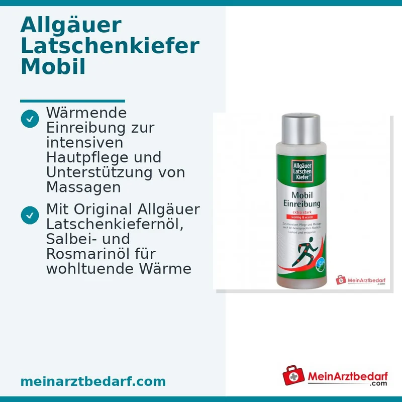 Allgäuer Latschenkiefer Mobil Einreibung extra stark Latschenkiefernöl / Beinwellextrakt / Arnikaextrakt / Salbeiöl / Rosmarinöl / Campher / Allantoin / Panthenol Einreibung, 250 ml