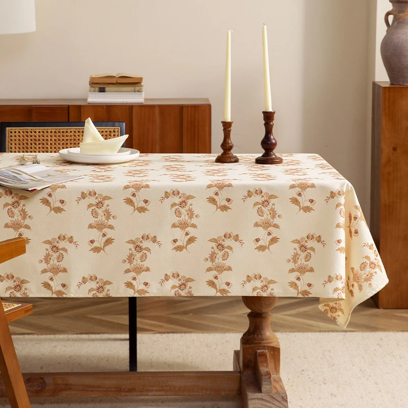 Leichte Baumwollmix-Tischdecke mit Vintage-Blumenmuster und fleckenabweisender Oberfläche