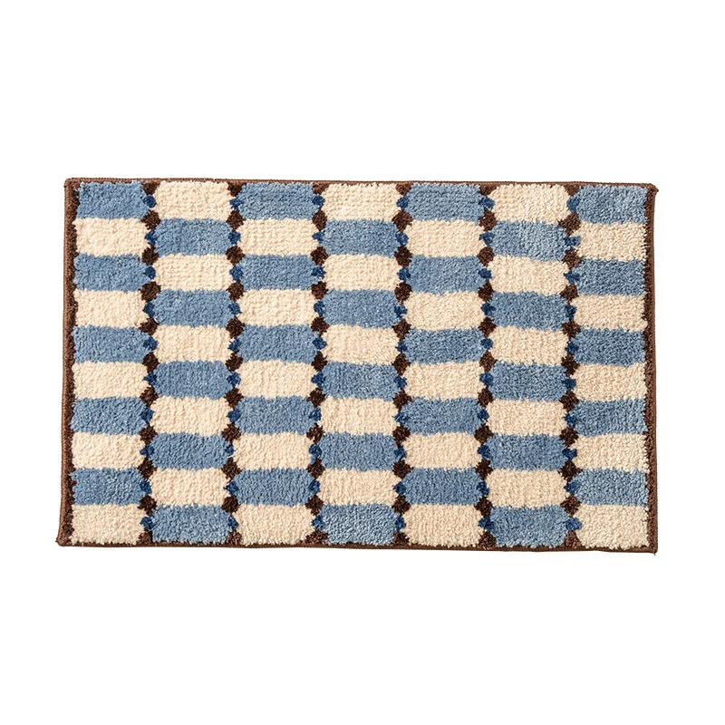 kuscheliger Baumwoll-Chenille-Badteppich mit geometrischem Strukturmuster und rutschfester Rückseite