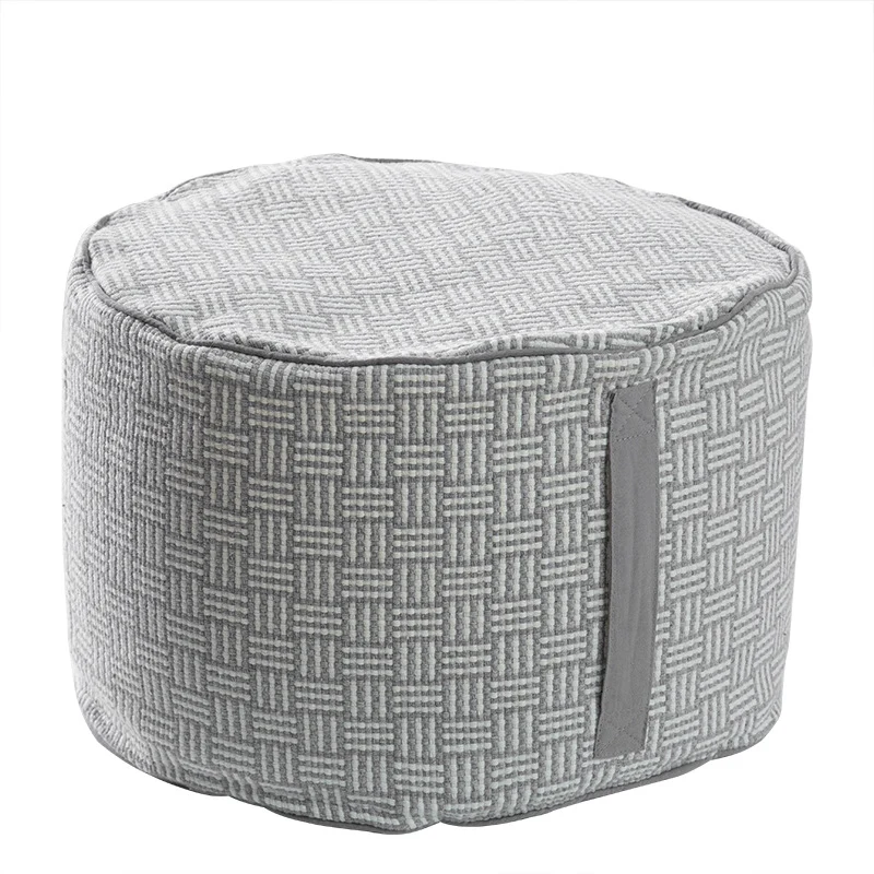 Gepolsterter Pouf Sitzhocker mit gewebter Struktur und Tragegriff