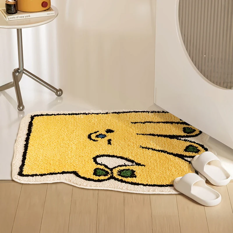 Geformter Badteppich in Handform mit tuftierter Chenille‑Textur und rutschfester Unterseite