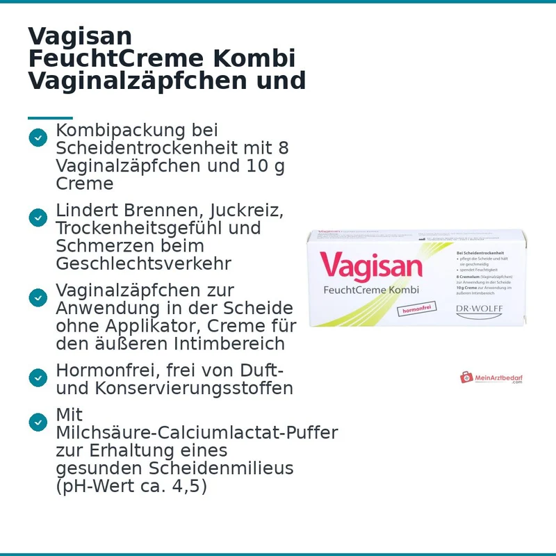 Vagisan FeuchtCreme Kombi Vaginalzäpfchen und Creme, 8 Ovula + 10 g