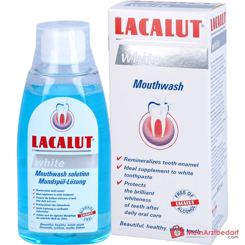 Lacalut White Natriumfluorid / Zinkchlorid / Tetrakaliumpyrophosphat Mundspül-Lösung, 300 ml