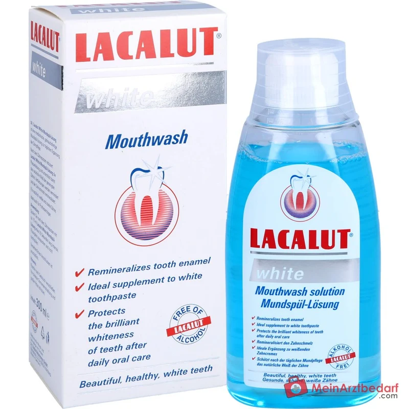 Lacalut White Natriumfluorid / Zinkchlorid / Tetrakaliumpyrophosphat Mundspül-Lösung, 300 ml