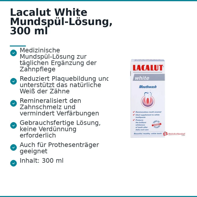 Lacalut White Natriumfluorid / Zinkchlorid / Tetrakaliumpyrophosphat Mundspül-Lösung, 300 ml