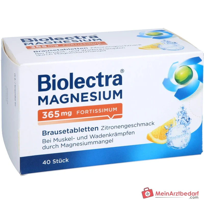 Biolectra Magnesium 365 mg fortissimum Magnesiumcarbonat / Magnesiumoxid Brausetabletten Zitronengeschmack, 40 St.