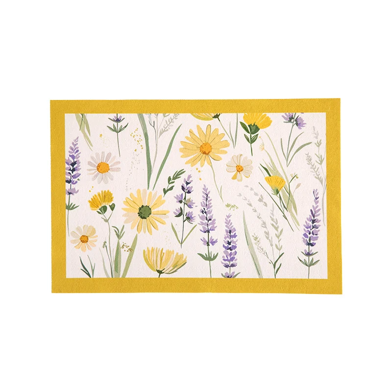 Flachgewebter Läufer und Fußmatte mit Aquarell‑Wildblumenmuster