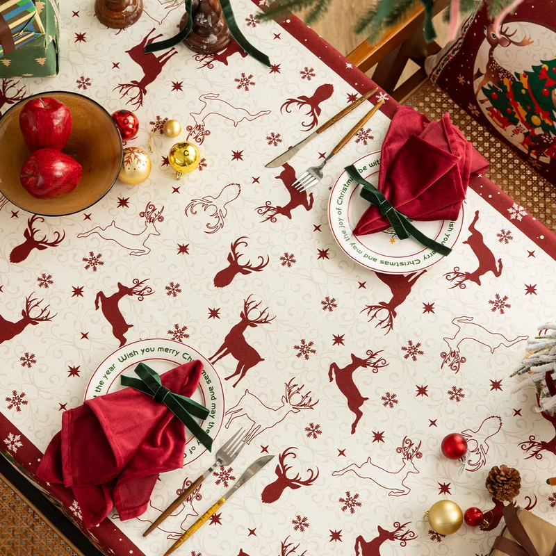 Festlicher Tischüberwurf mit Weihnachtsmann-Illustration und abwischbarer Oberfläche