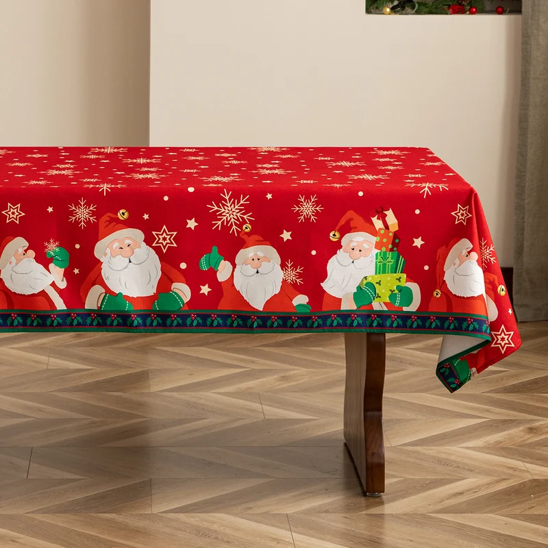 Festlicher Tischüberwurf mit Weihnachtsmann-Illustration und abwischbarer Oberfläche