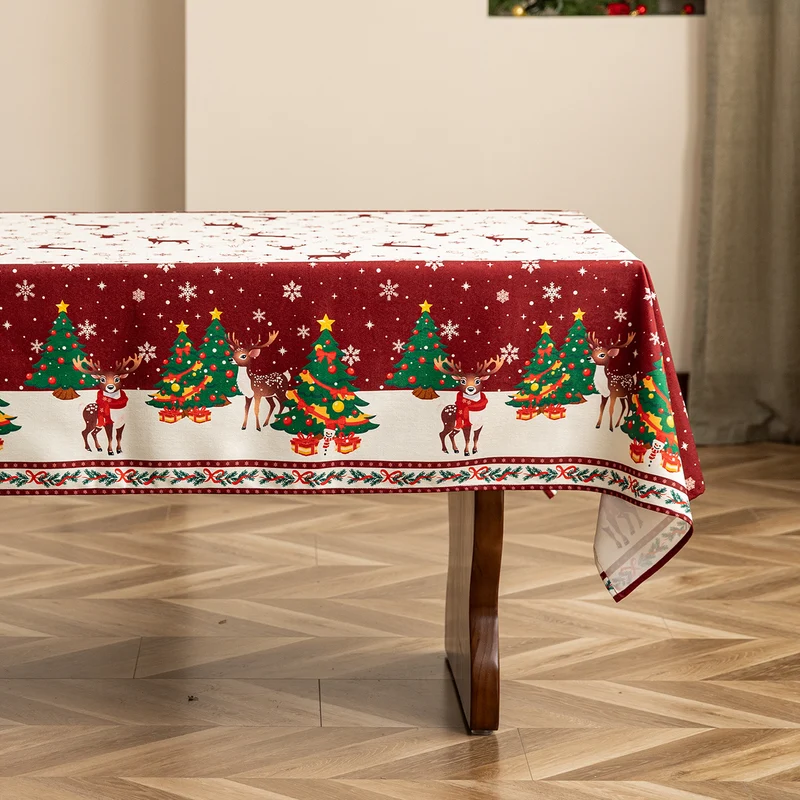 Festlicher Tischüberwurf mit Weihnachtsmann-Illustration und abwischbarer Oberfläche