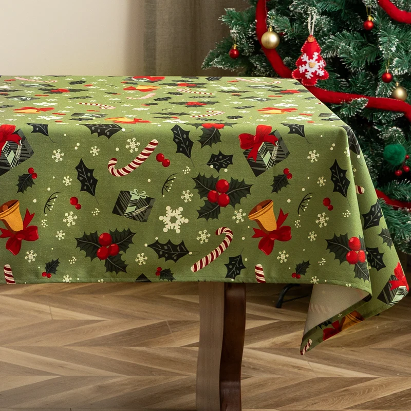 Festlicher Tischüberwurf mit Weihnachtsmann-Illustration und abwischbarer Oberfläche