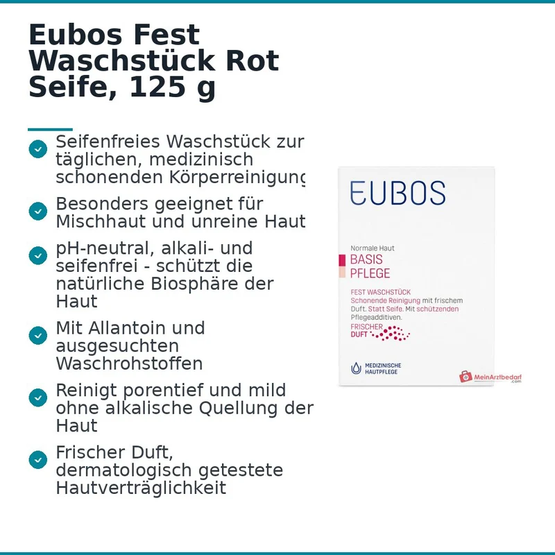 Eubos Basis Pflege Fest Waschstück Rot Allantoin Seife, 125 g