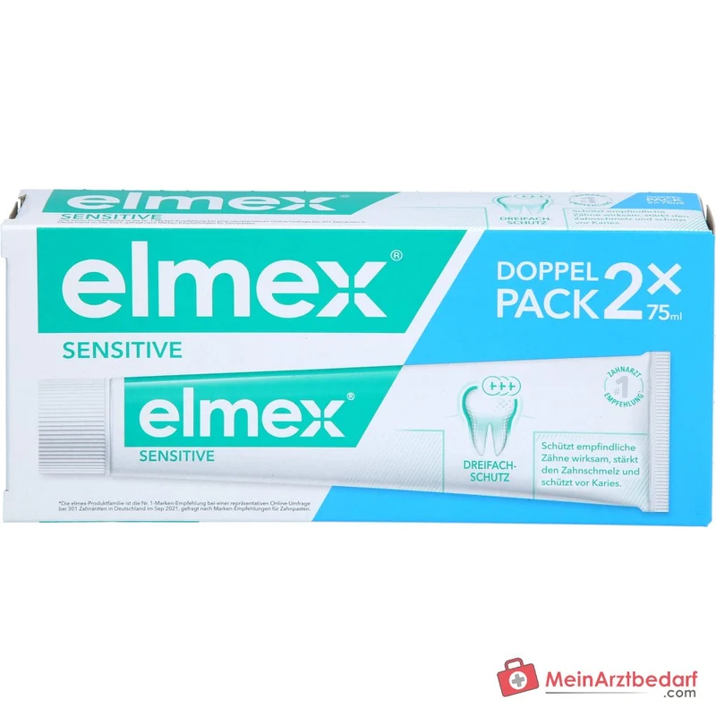 elmex Sensitive Aminfluorid Zahnpasta Doppelpack, 2x75 ml