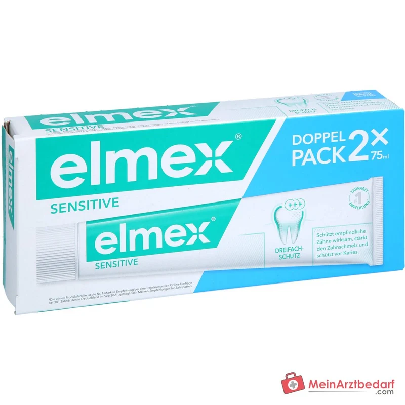 elmex Sensitive Aminfluorid Zahnpasta Doppelpack, 2x75 ml