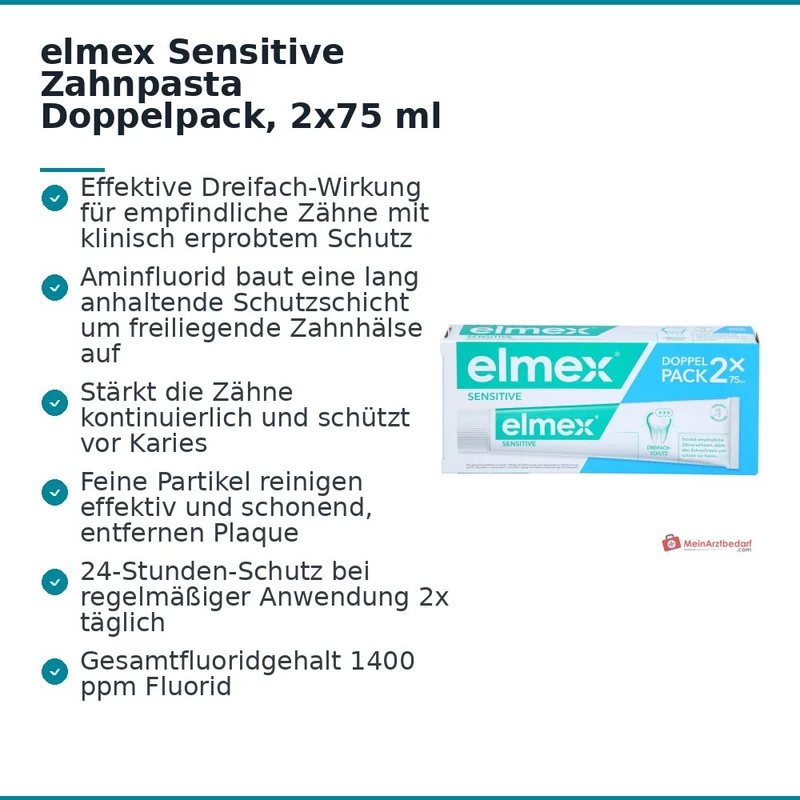 elmex Sensitive Aminfluorid Zahnpasta Doppelpack, 2x75 ml