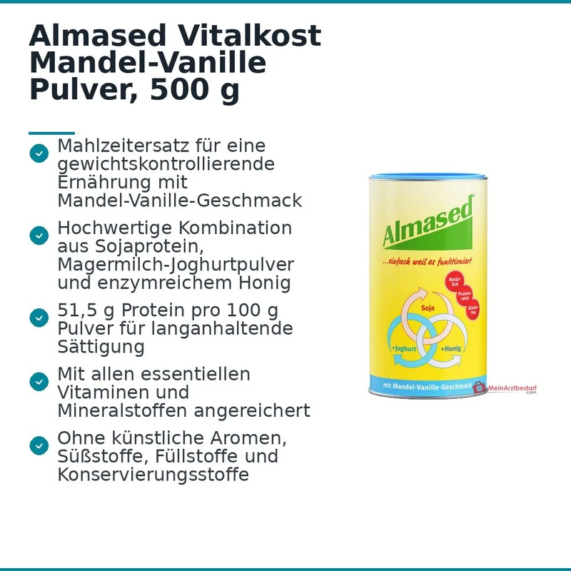 Almased Vitalkost Mandel-Vanille Mahlzeitersatz Pulver, 500 g