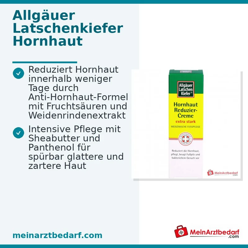 Allgäuer Latschenkiefer Hornhaut Reduziercreme extra stark Fruchtsäuren / Weidenrindenextrakt / Latschenkiefernöl / Sheabutter / Panthenol Creme, 30 ml
