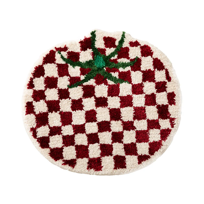 Rundes Chenille-Badteppich mit verspieltem Erdbeer-Motiv