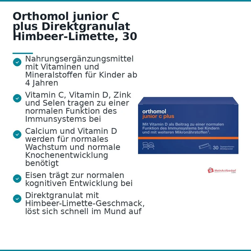Orthomol junior C plus Direktgranulat Himbeer-Limette, 30 Beutel