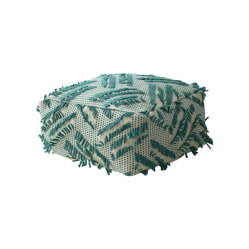 Boho-Pouf Bodenkissen mit strukturierter Fransenoberfläche