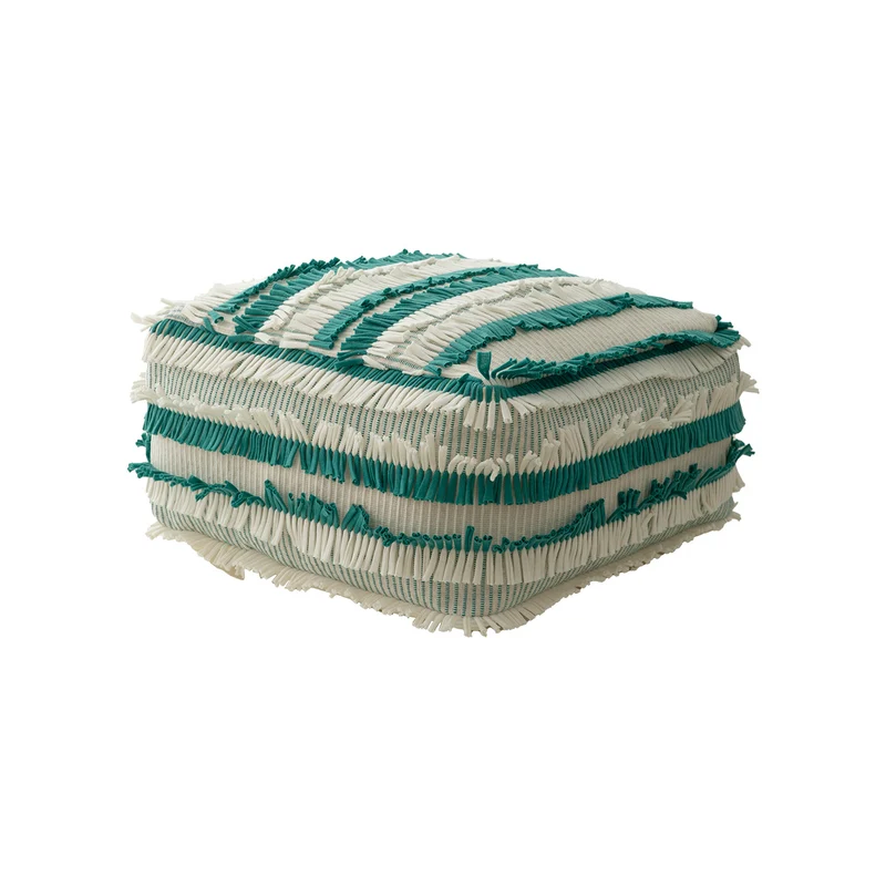 Boho-Pouf Bodenkissen mit strukturierter Fransenoberfläche