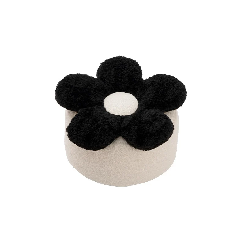 Bodensitzpouf in Blütenform mit kuscheliger Teddy‑Fleece‑Oberfläche und abnehmbarem Bezug