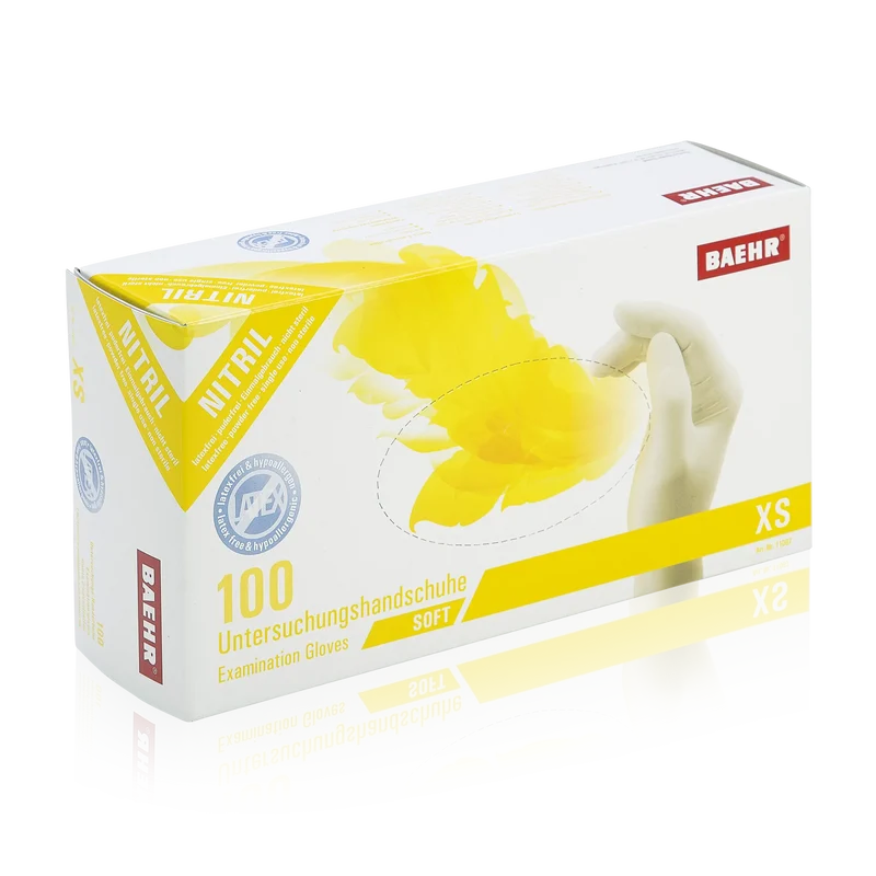 BAEHR Handschuhe Nitril weiß, latexfrei, 1 Pack (100 Stk.)