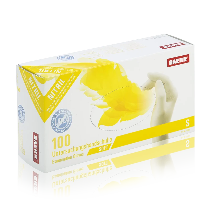 BAEHR Handschuhe Nitril weiß, latexfrei, 1 Pack (100 Stk.)