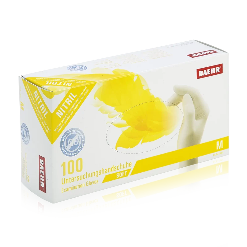 BAEHR Handschuhe Nitril weiß, latexfrei, 1 Pack (100 Stk.)