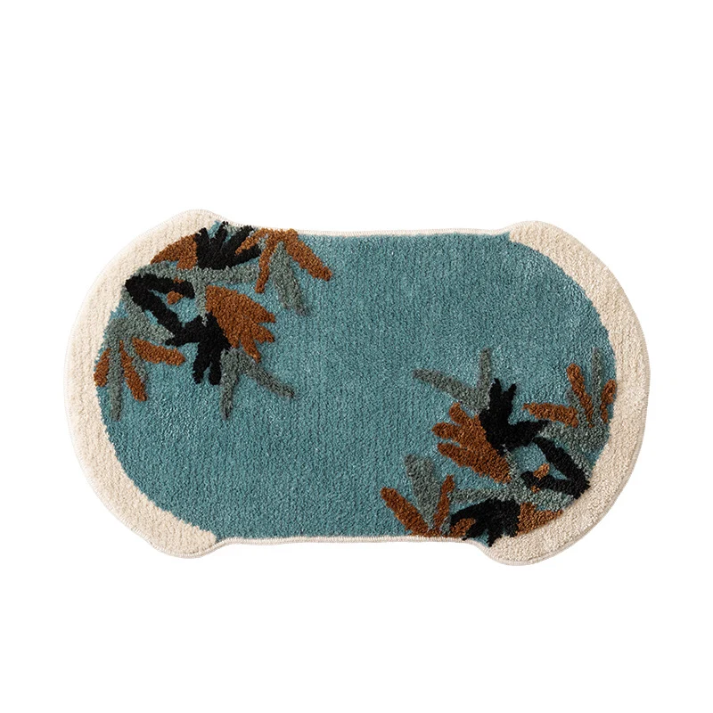 Ovaler Badteppich mit floraler Tuft-Optik und rutschfester Rückseite