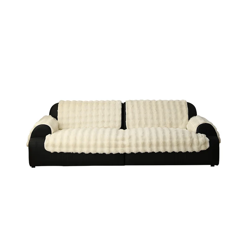 Luxuriöser Sofa-Überwurf aus Kunstfell mit gerippter Struktur