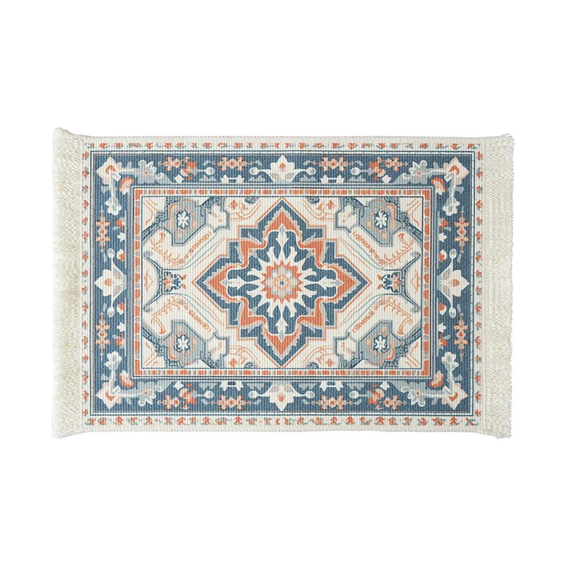 Gewebter kleiner Läufer-Teppich im Vintage-Ornamentstil mit Fransen