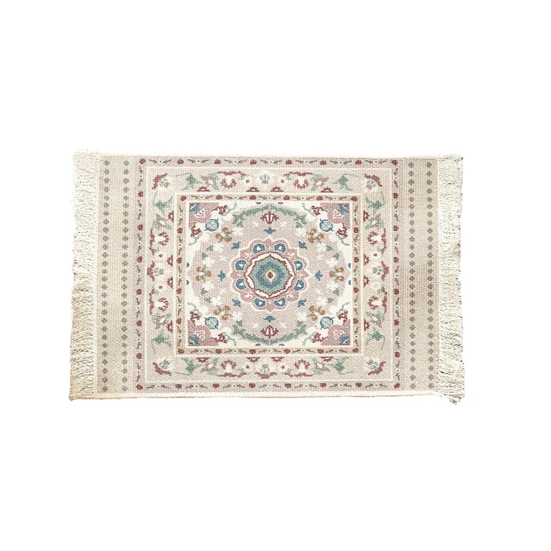 Gewebter kleiner Läufer-Teppich im Vintage-Ornamentstil mit Fransen