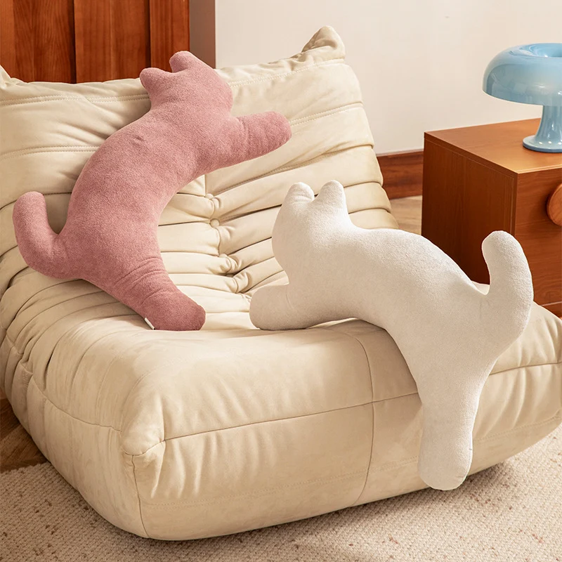 Katzenförmiges Nacken- und Lendenkissen aus Soft-Fleece